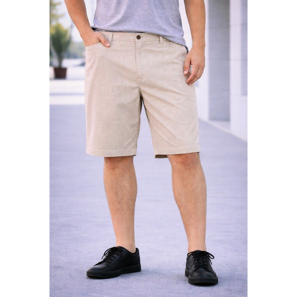 Haggar Men’s Orange Striped Seersucker Shorts Flat Front Lightweight Summer 42
